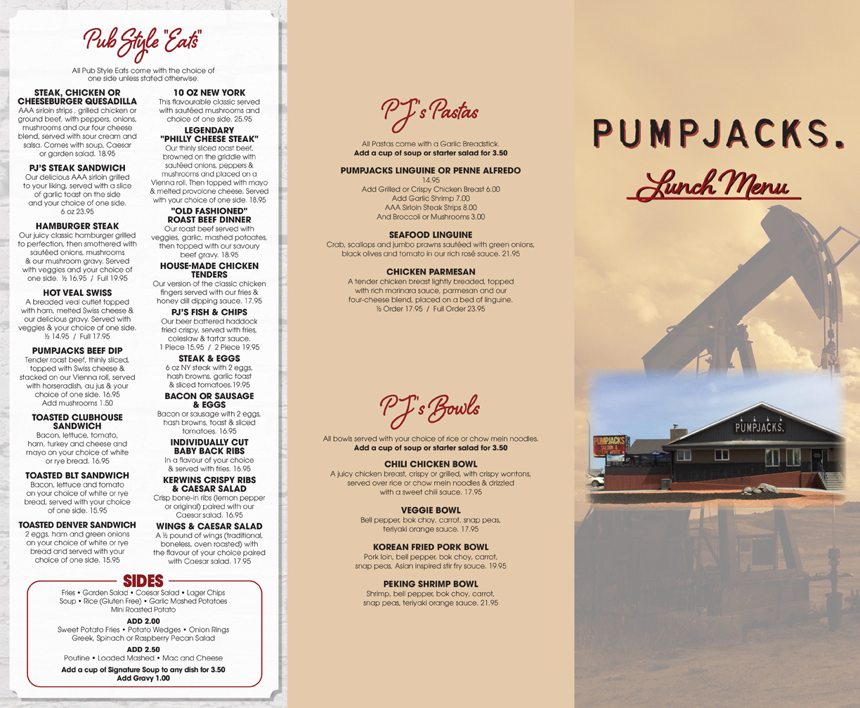 Pumpjacks Lunch Menu 1